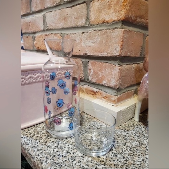 🆕 Rainbow Hamsa Glass Carafe Set🪬 - Picture 2 of 11